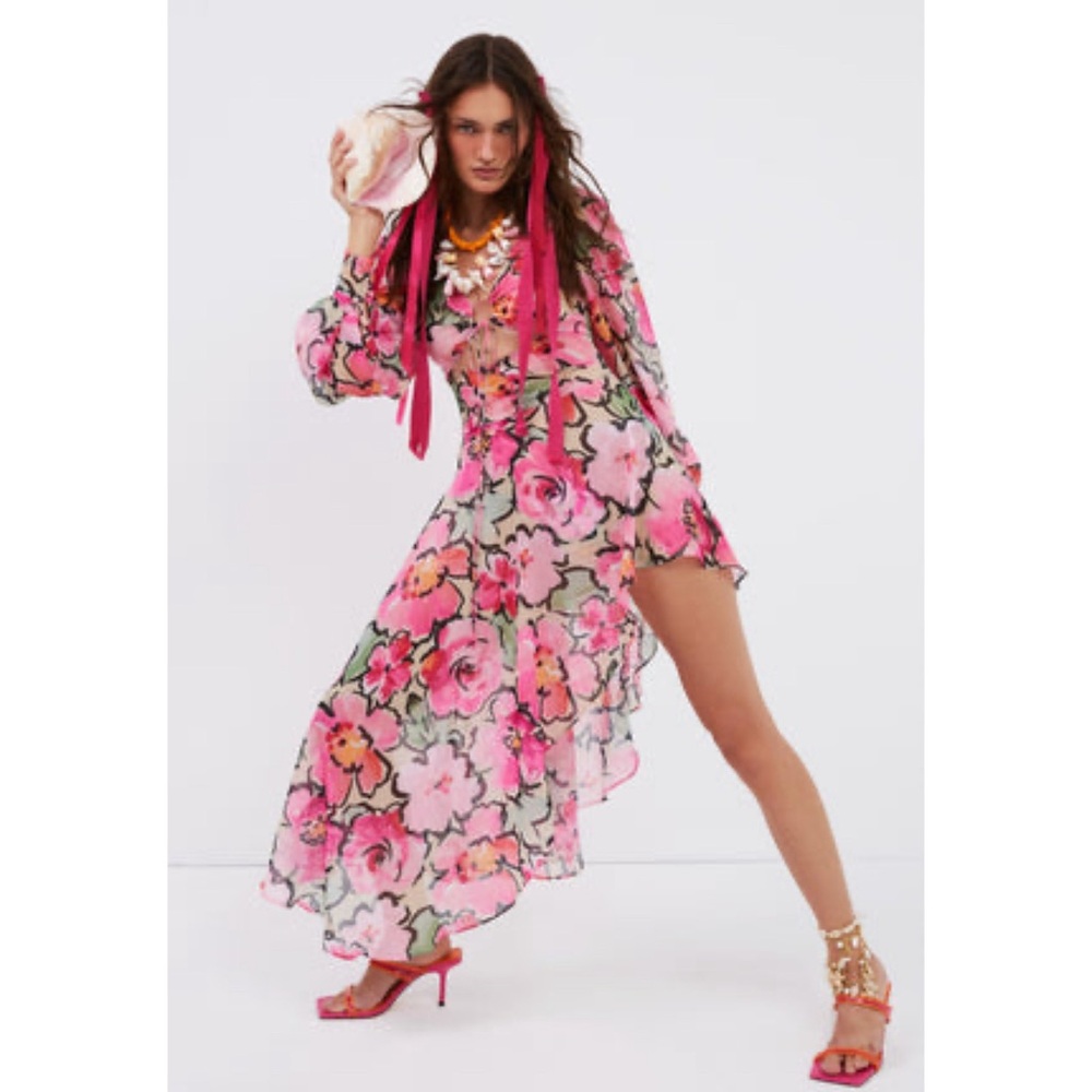 COPY - For love & Lemons Midi asymmetrical dress